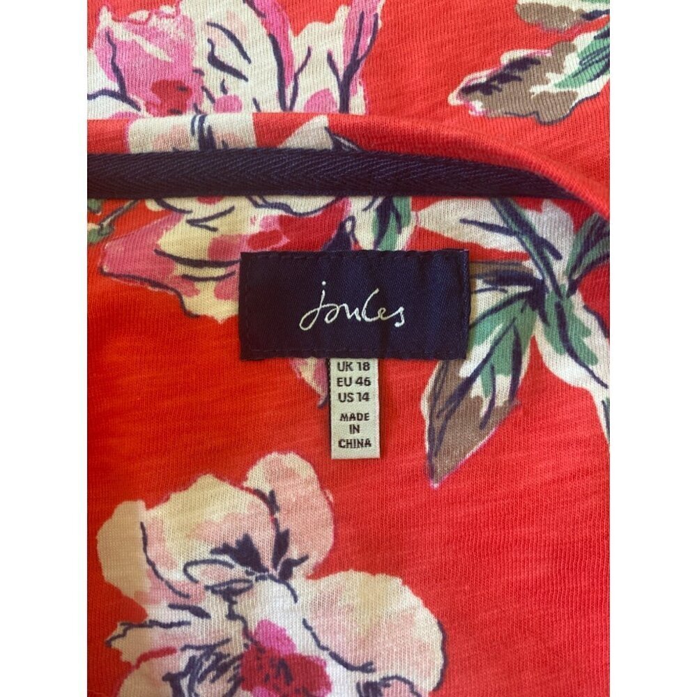 Joules Harbour Red Floral Print Light Swing Top, Long Sleeve Women's Size US 14 - Picture 8 of 13